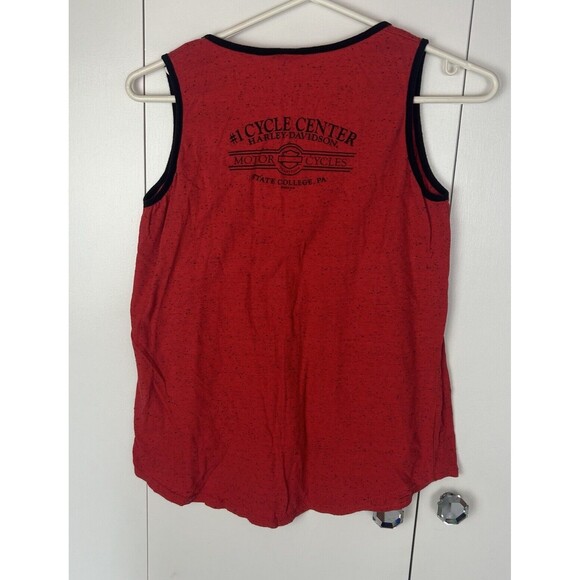 HARLEY-DAVIDSON State College Pa Women’s Red Black Skull Tank Top SIZE L - Picture 5 of 6